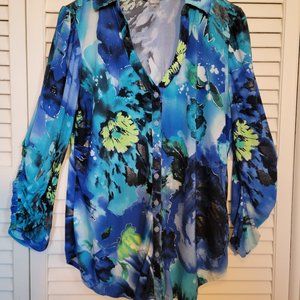 Peter Nygard Multi Blue Blouse, size M